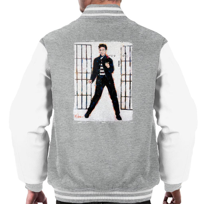 Sidney Maurer Original Portrait Of Elvis Presley Jailhouse Rock Mens Varsity Jacket - Mens Varsity Jacket