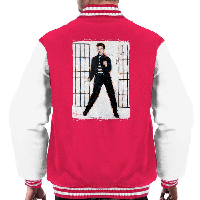 Sidney Maurer Original Portrait Of Elvis Presley Jailhouse Rock Mens Varsity Jacket - Mens Varsity Jacket
