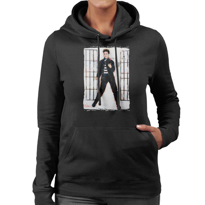 Sidney Maurer Original Portrait Of Elvis Presley Jailhouse Rock Womens Hooded Sweatshirt - Womens Hooded Sweatshirt
