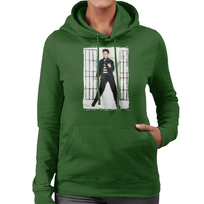 Sidney Maurer Original Portrait Of Elvis Presley Jailhouse Rock Womens Hooded Sweatshirt - Womens Hooded Sweatshirt