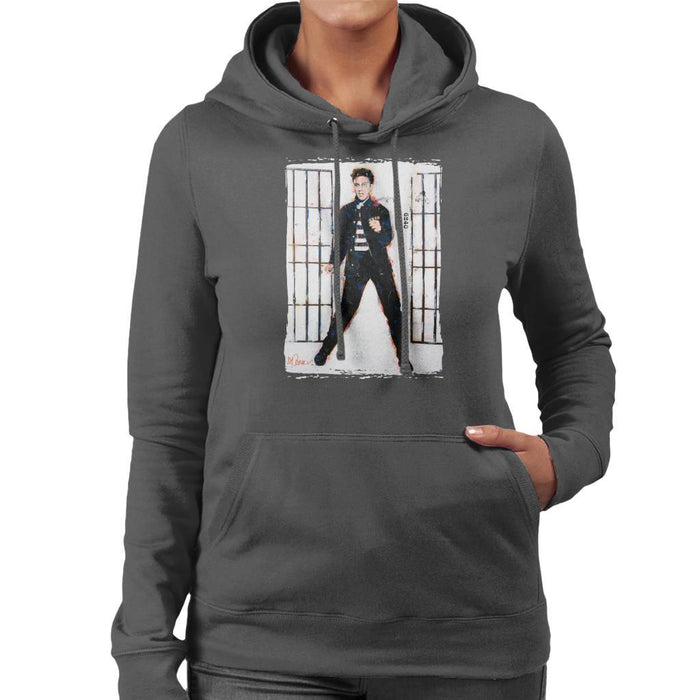 Sidney Maurer Original Portrait Of Elvis Presley Jailhouse Rock Womens Hooded Sweatshirt - Womens Hooded Sweatshirt