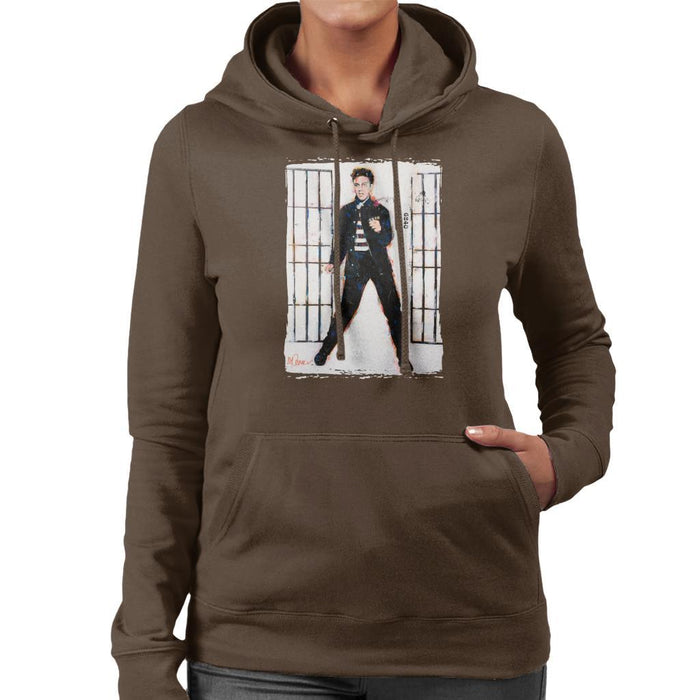 Sidney Maurer Original Portrait Of Elvis Presley Jailhouse Rock Womens Hooded Sweatshirt - Womens Hooded Sweatshirt