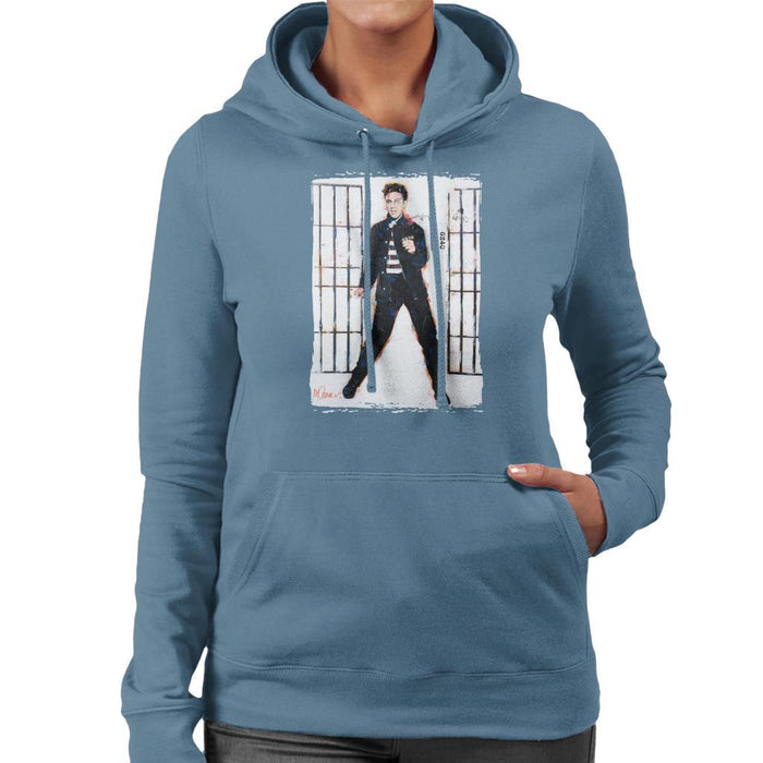 Sidney Maurer Original Portrait Of Elvis Presley Jailhouse Rock Womens Hooded Sweatshirt - Womens Hooded Sweatshirt