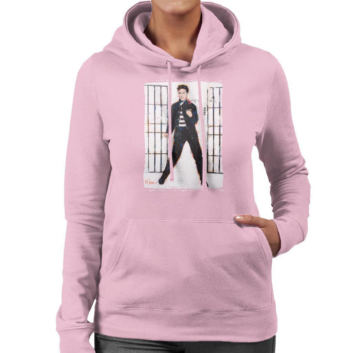 Sidney Maurer Original Portrait Of Elvis Presley Jailhouse Rock Womens Hooded Sweatshirt - Small / Light Pink - Womens Hooded Sweatshirt