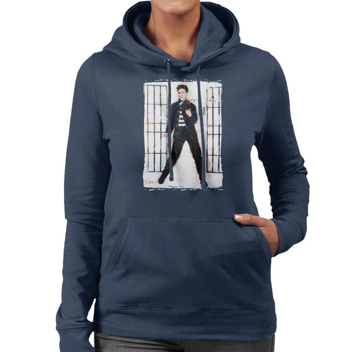 Sidney Maurer Original Portrait Of Elvis Presley Jailhouse Rock Womens Hooded Sweatshirt - Womens Hooded Sweatshirt