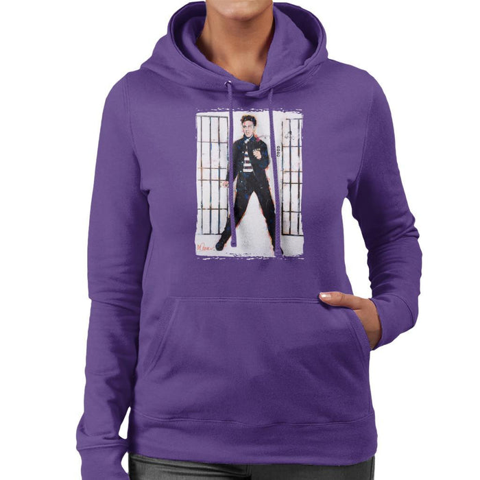 Sidney Maurer Original Portrait Of Elvis Presley Jailhouse Rock Womens Hooded Sweatshirt - Womens Hooded Sweatshirt