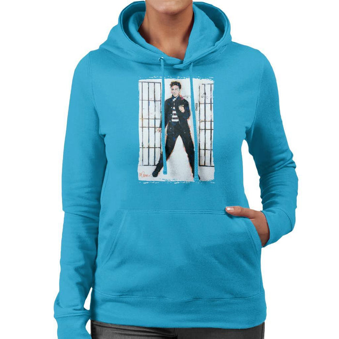 Sidney Maurer Original Portrait Of Elvis Presley Jailhouse Rock Womens Hooded Sweatshirt - Womens Hooded Sweatshirt