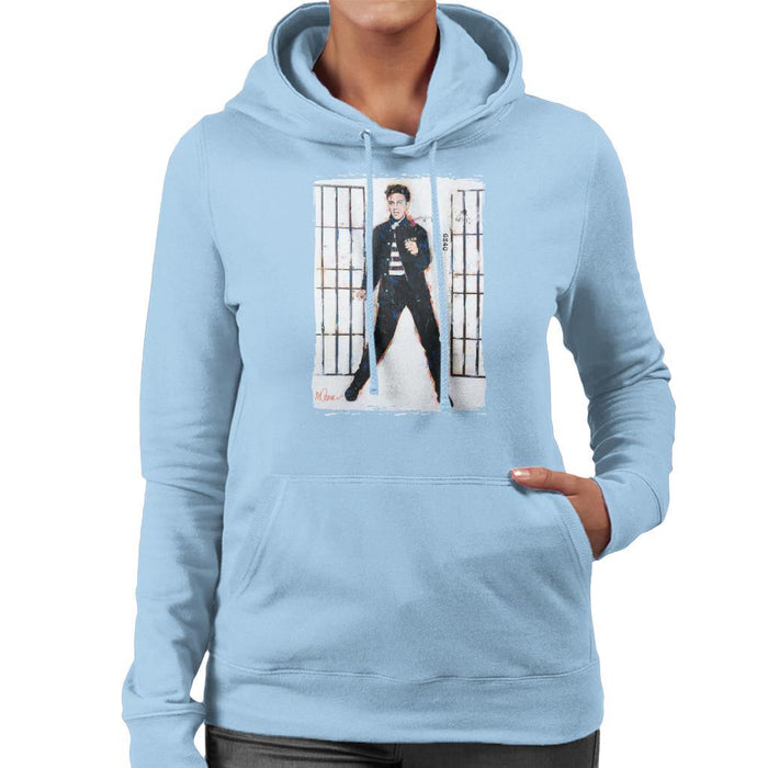 Sidney Maurer Original Portrait Of Elvis Presley Jailhouse Rock Womens Hooded Sweatshirt - Womens Hooded Sweatshirt