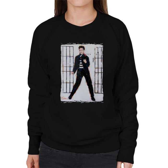 Sidney Maurer Original Portrait Of Elvis Presley Jailhouse Rock Womens Sweatshirt - Womens Sweatshirt