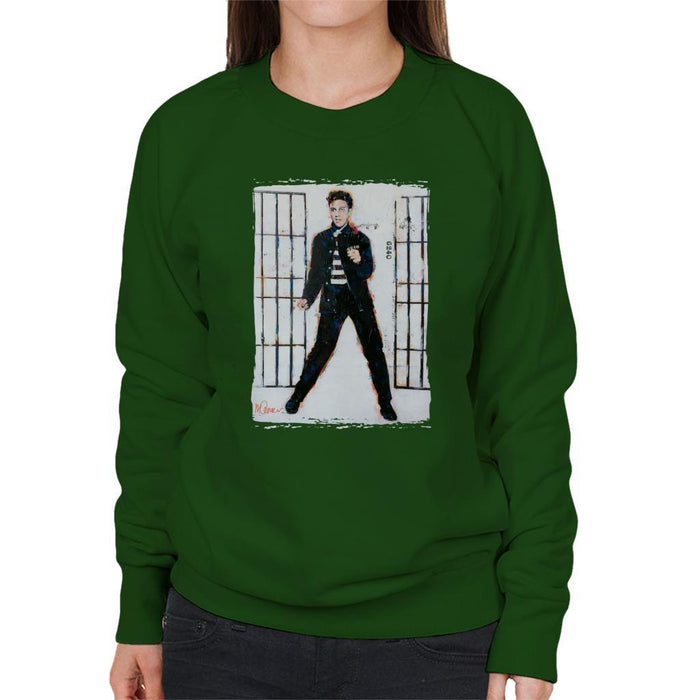 Sidney Maurer Original Portrait Of Elvis Presley Jailhouse Rock Womens Sweatshirt - Womens Sweatshirt