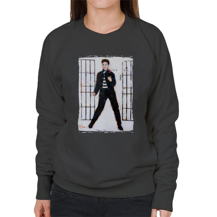 Sidney Maurer Original Portrait Of Elvis Presley Jailhouse Rock Womens Sweatshirt - Womens Sweatshirt