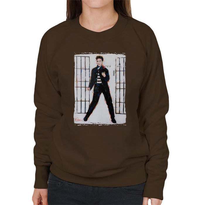 Sidney Maurer Original Portrait Of Elvis Presley Jailhouse Rock Womens Sweatshirt - Womens Sweatshirt