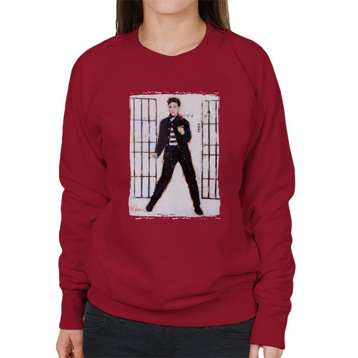 Sidney Maurer Original Portrait Of Elvis Presley Jailhouse Rock Womens Sweatshirt - Womens Sweatshirt