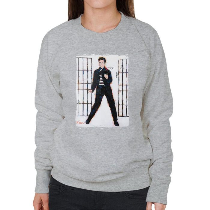 Sidney Maurer Original Portrait Of Elvis Presley Jailhouse Rock Womens Sweatshirt - Womens Sweatshirt