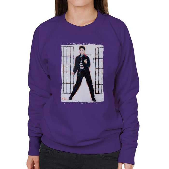 Sidney Maurer Original Portrait Of Elvis Presley Jailhouse Rock Womens Sweatshirt - Womens Sweatshirt