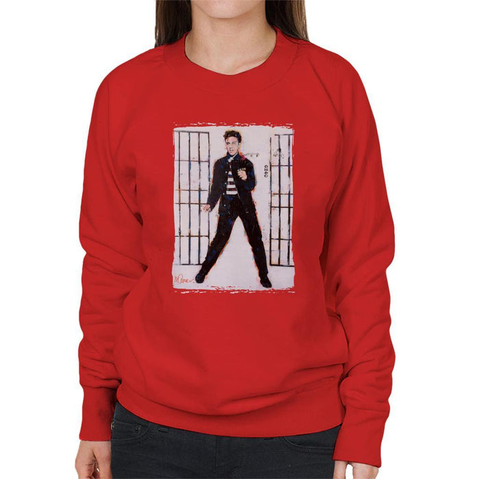 Sidney Maurer Original Portrait Of Elvis Presley Jailhouse Rock Womens Sweatshirt - Womens Sweatshirt