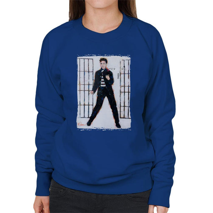 Sidney Maurer Original Portrait Of Elvis Presley Jailhouse Rock Womens Sweatshirt - Womens Sweatshirt