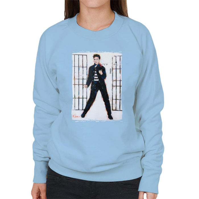 Sidney Maurer Original Portrait Of Elvis Presley Jailhouse Rock Womens Sweatshirt - Womens Sweatshirt