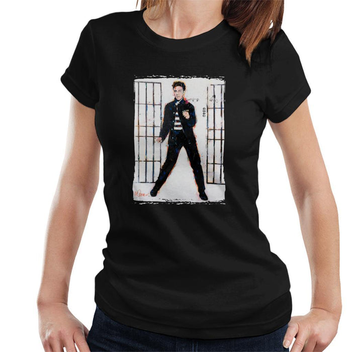 Sidney Maurer Original Portrait Of Elvis Presley Jailhouse Rock Womens T-Shirt - Womens T-Shirt