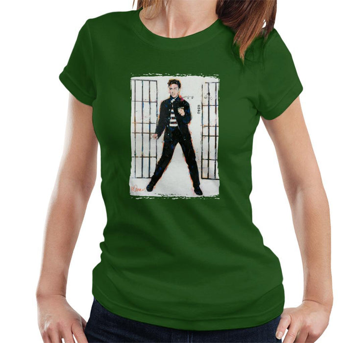 Sidney Maurer Original Portrait Of Elvis Presley Jailhouse Rock Womens T-Shirt - Womens T-Shirt