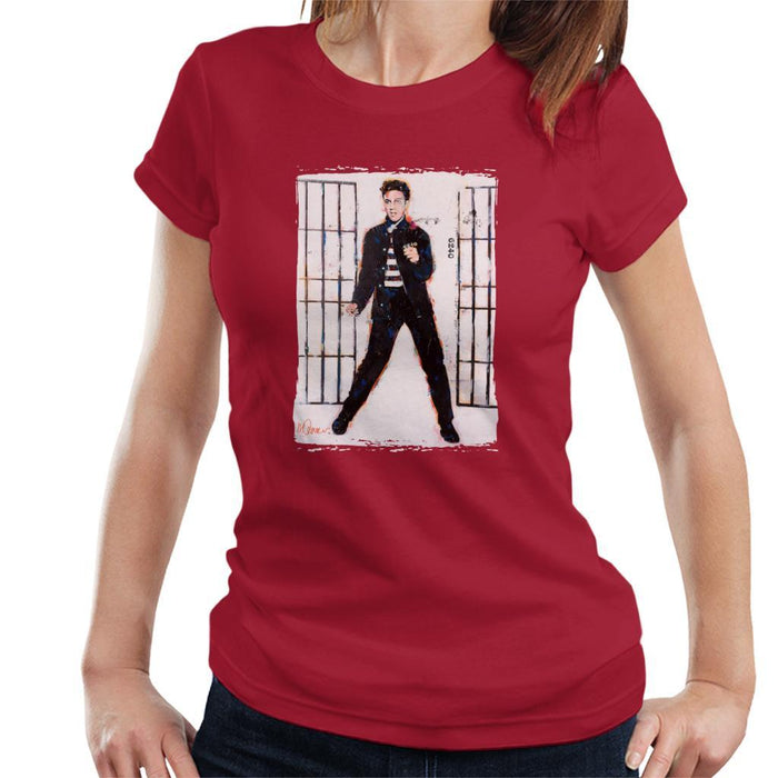 Sidney Maurer Original Portrait Of Elvis Presley Jailhouse Rock Womens T-Shirt - Womens T-Shirt