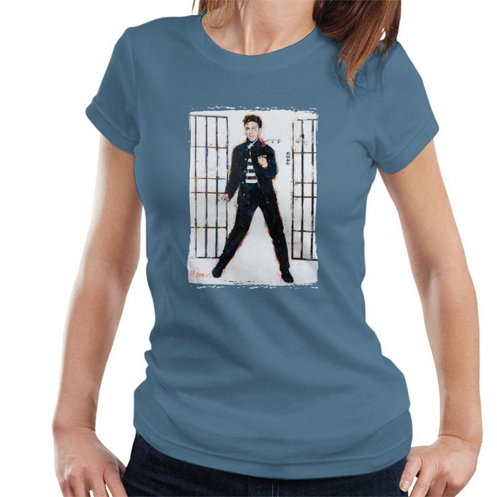Sidney Maurer Original Portrait Of Elvis Presley Jailhouse Rock Womens T-Shirt - Womens T-Shirt