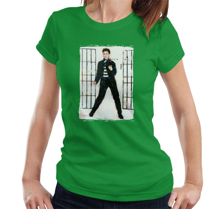 Sidney Maurer Original Portrait Of Elvis Presley Jailhouse Rock Womens T-Shirt - Womens T-Shirt