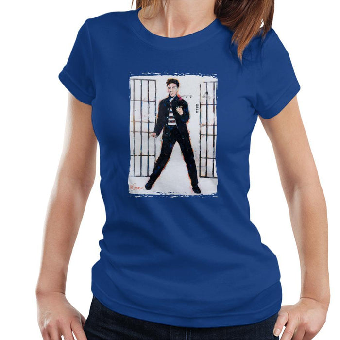 Sidney Maurer Original Portrait Of Elvis Presley Jailhouse Rock Womens T-Shirt - Womens T-Shirt