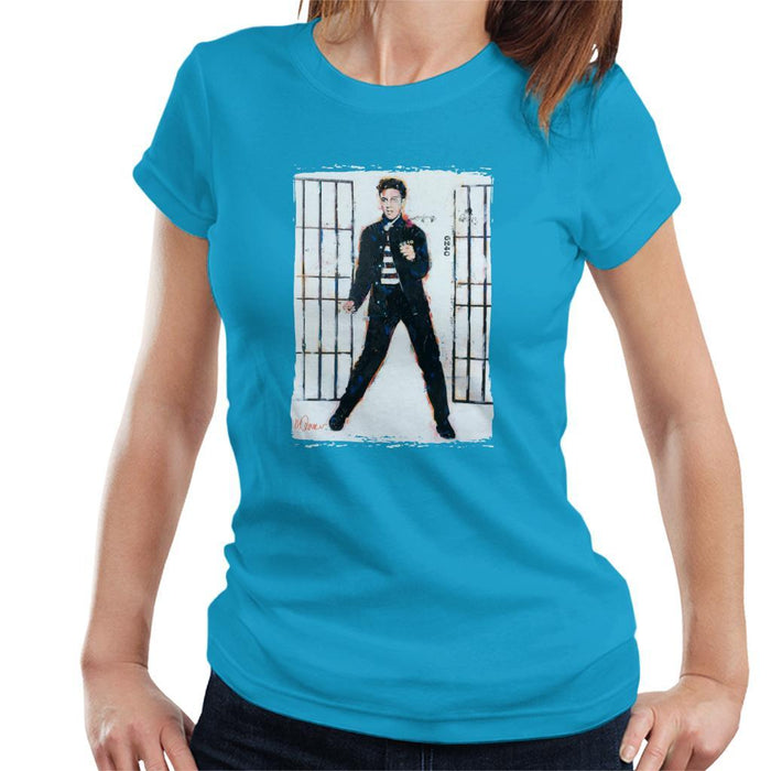 Sidney Maurer Original Portrait Of Elvis Presley Jailhouse Rock Womens T-Shirt - Womens T-Shirt