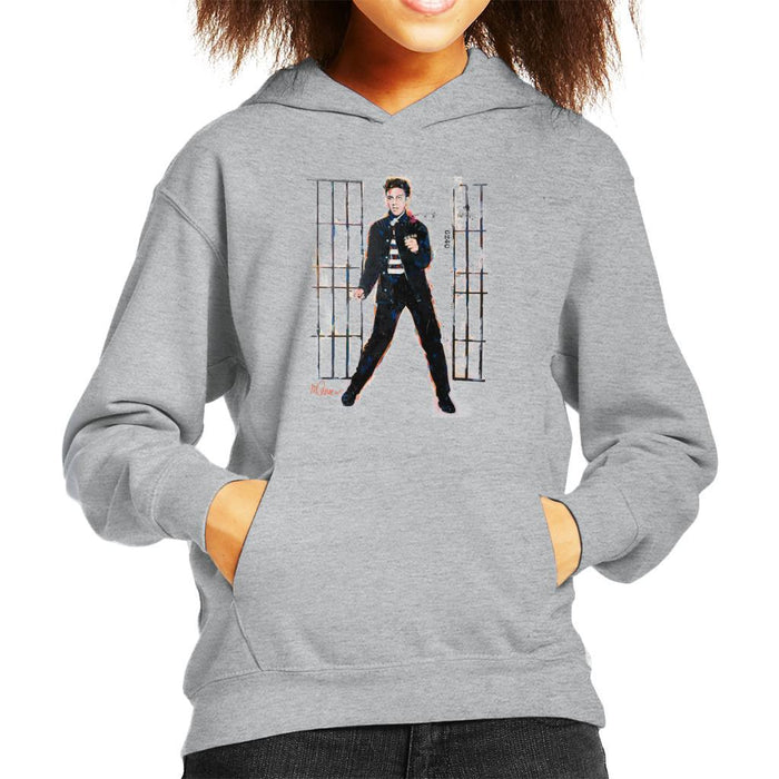 Sidney Maurer Original Portrait Of Elvis Presley Dark Jailhouse Rock Kids Hooded Sweatshirt - Kids Boys Hooded Sweatshirt