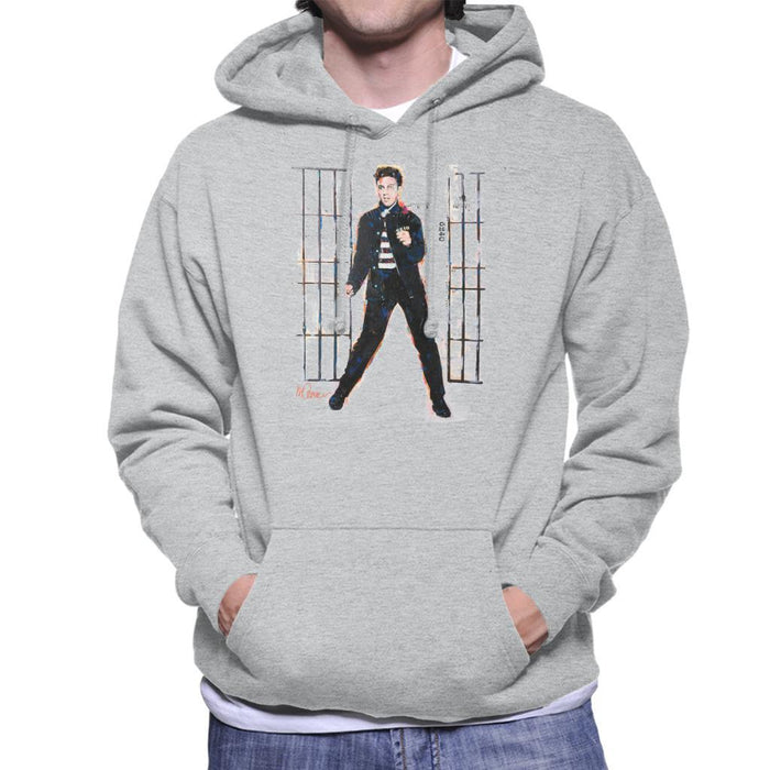 Sidney Maurer Original Portrait Of Elvis Presley Dark Jailhouse Rock Mens Hooded Sweatshirt - Mens Hooded Sweatshirt