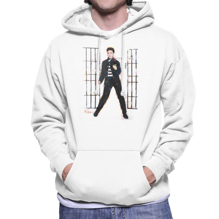 Sidney Maurer Original Portrait Of Elvis Presley Dark Jailhouse Rock Mens Hooded Sweatshirt - Mens Hooded Sweatshirt