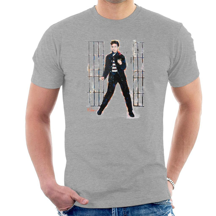 Sidney Maurer Original Portrait Of Elvis Presley Dark Jailhouse Rock Mens T-Shirt - Mens T-Shirt