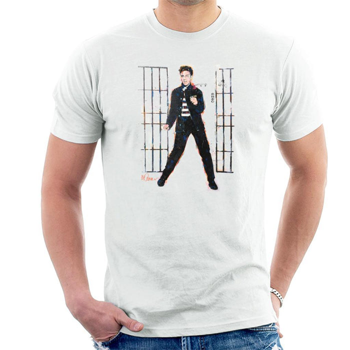 Sidney Maurer Original Portrait Of Elvis Presley Dark Jailhouse Rock Mens T-Shirt - Mens T-Shirt