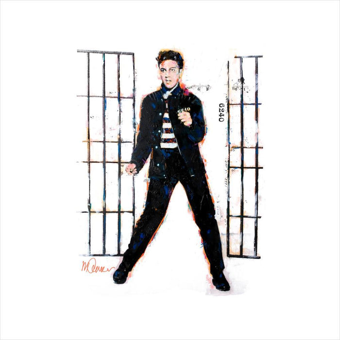 Sidney Maurer Original Portrait Of Elvis Presley Dark Jailhouse Rock Womens T-Shirt - Womens T-Shirt