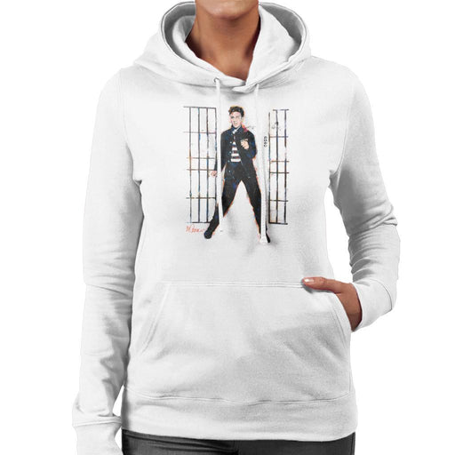 Sidney Maurer Original Portrait Of Elvis Presley Dark Jailhouse Rock Womens Hooded Sweatshirt - Womens Hooded Sweatshirt