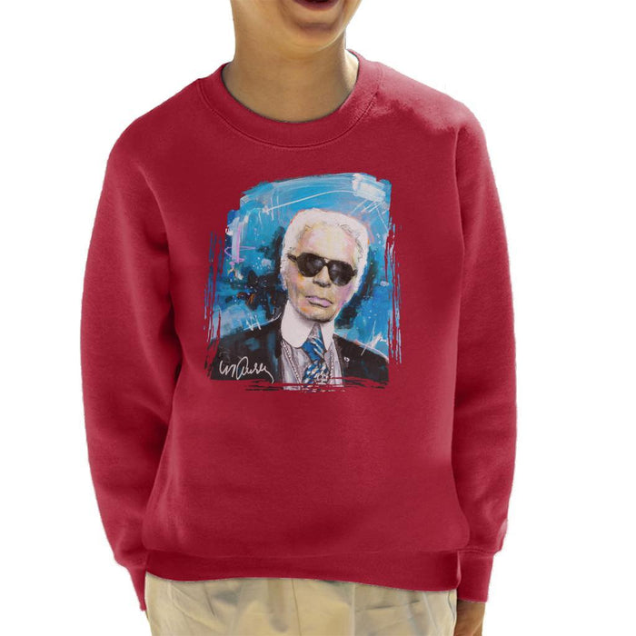 Sidney Maurer Original Portrait Of Karl Lagerfeld Kids Sweatshirt - Kids Boys Sweatshirt