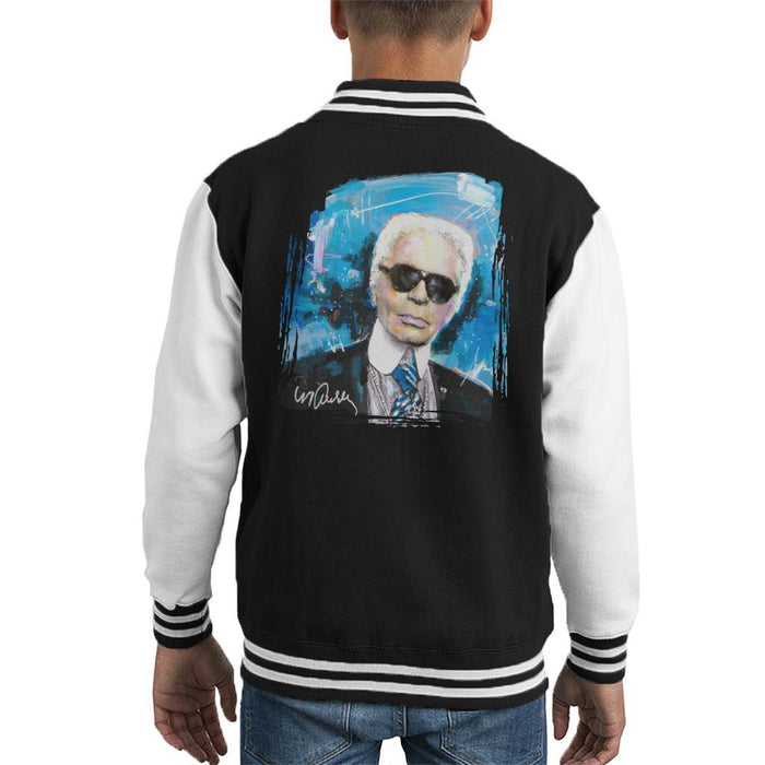 Sidney Maurer Original Portrait Of Karl Lagerfeld Kids Varsity Jacket - Kids Boys Varsity Jacket