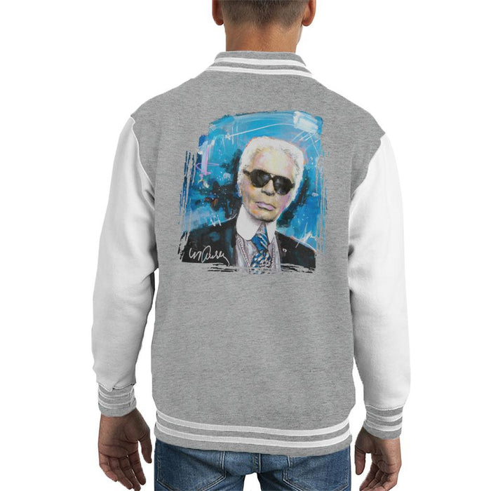 Sidney Maurer Original Portrait Of Karl Lagerfeld Kids Varsity Jacket - Kids Boys Varsity Jacket