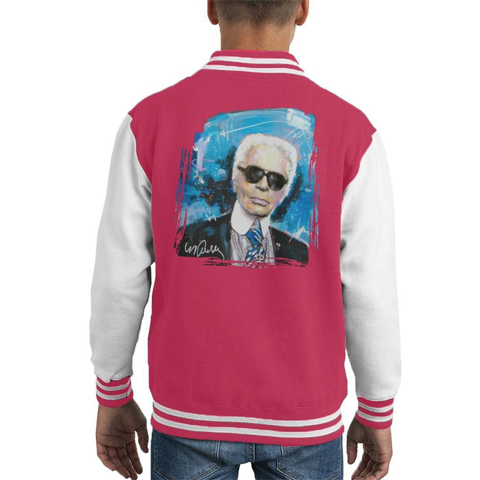 Sidney Maurer Original Portrait Of Karl Lagerfeld Kids Varsity Jacket - Kids Boys Varsity Jacket