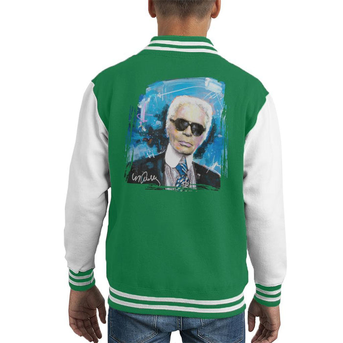 Sidney Maurer Original Portrait Of Karl Lagerfeld Kids Varsity Jacket - Kids Boys Varsity Jacket