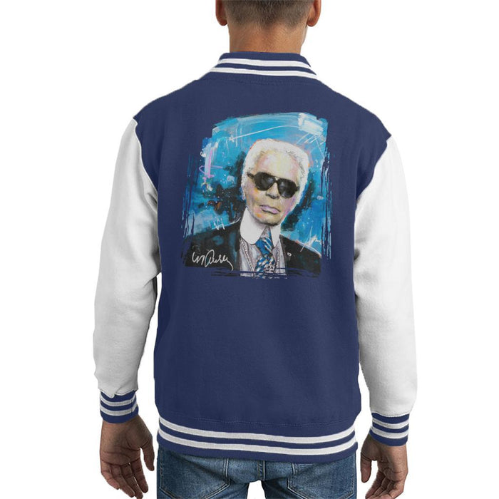 Sidney Maurer Original Portrait Of Karl Lagerfeld Kids Varsity Jacket - Kids Boys Varsity Jacket