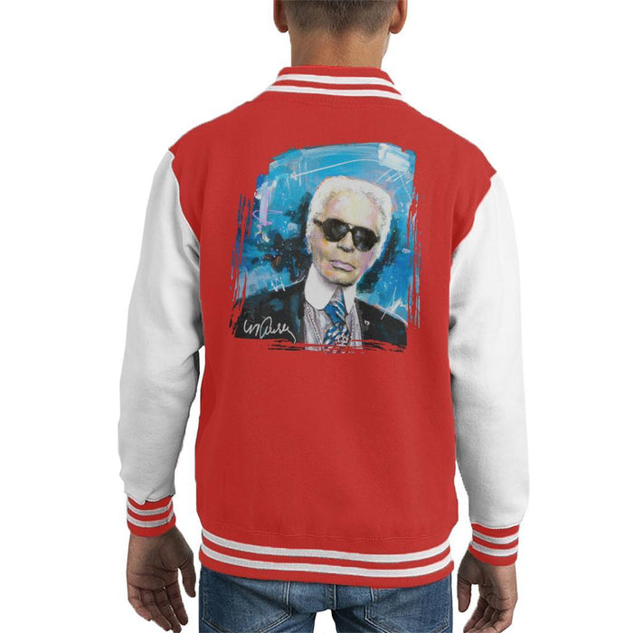 Sidney Maurer Original Portrait Of Karl Lagerfeld Kids Varsity Jacket - Kids Boys Varsity Jacket