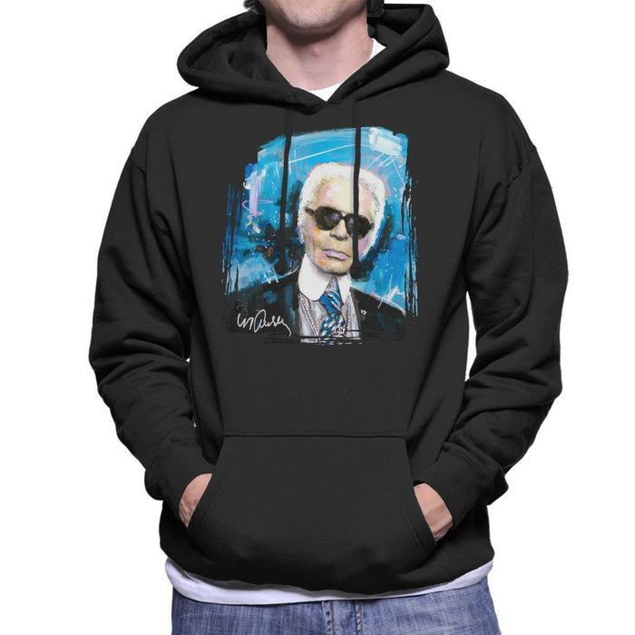 Sidney Maurer Original Portrait Of Karl Lagerfeld Mens Hooded Sweatshirt - Mens Hooded Sweatshirt