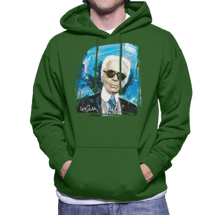 Sidney Maurer Original Portrait Of Karl Lagerfeld Mens Hooded Sweatshirt - Mens Hooded Sweatshirt