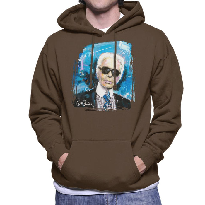 Sidney Maurer Original Portrait Of Karl Lagerfeld Mens Hooded Sweatshirt - Mens Hooded Sweatshirt