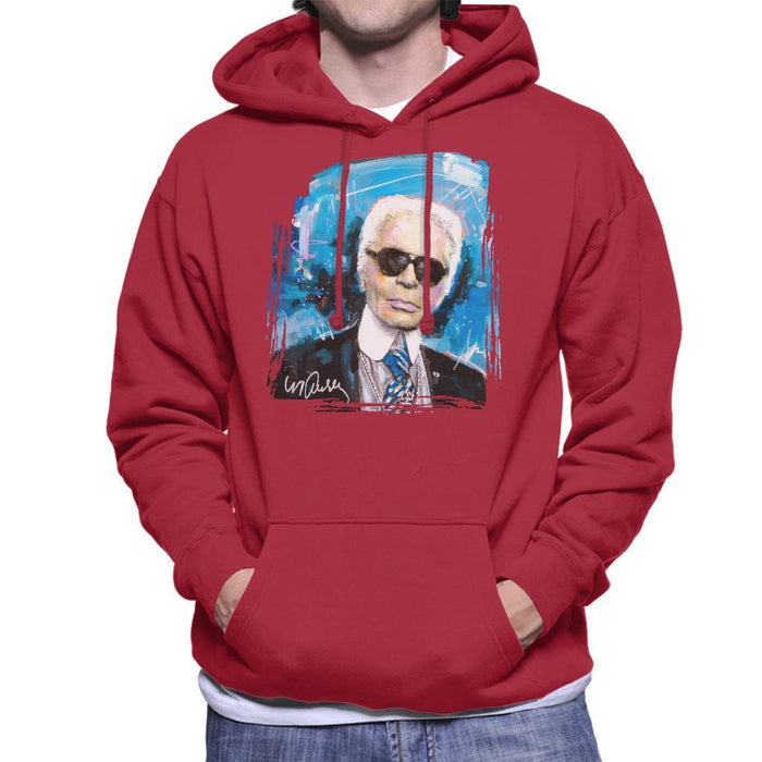 Sidney Maurer Original Portrait Of Karl Lagerfeld Mens Hooded Sweatshirt - Mens Hooded Sweatshirt