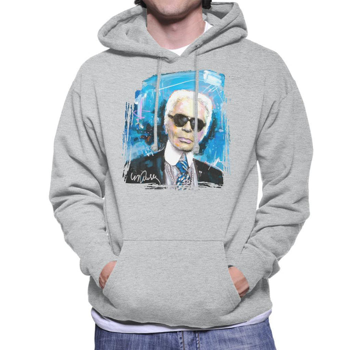 Sidney Maurer Original Portrait Of Karl Lagerfeld Mens Hooded Sweatshirt - Mens Hooded Sweatshirt