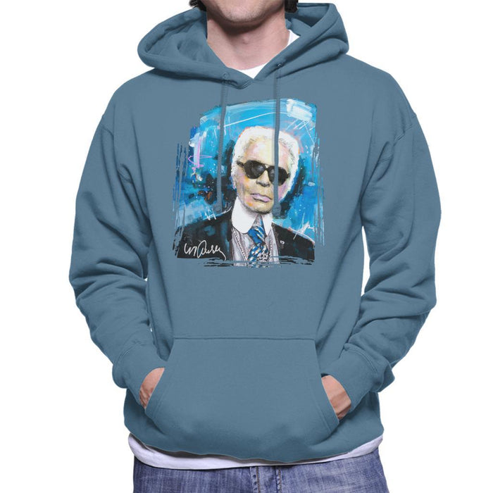 Sidney Maurer Original Portrait Of Karl Lagerfeld Mens Hooded Sweatshirt - Mens Hooded Sweatshirt