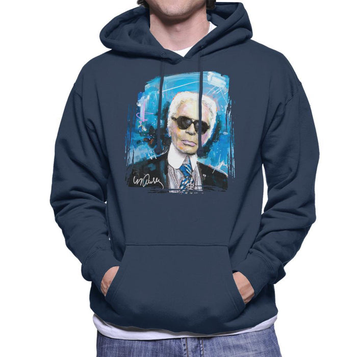 Sidney Maurer Original Portrait Of Karl Lagerfeld Mens Hooded Sweatshirt - Mens Hooded Sweatshirt